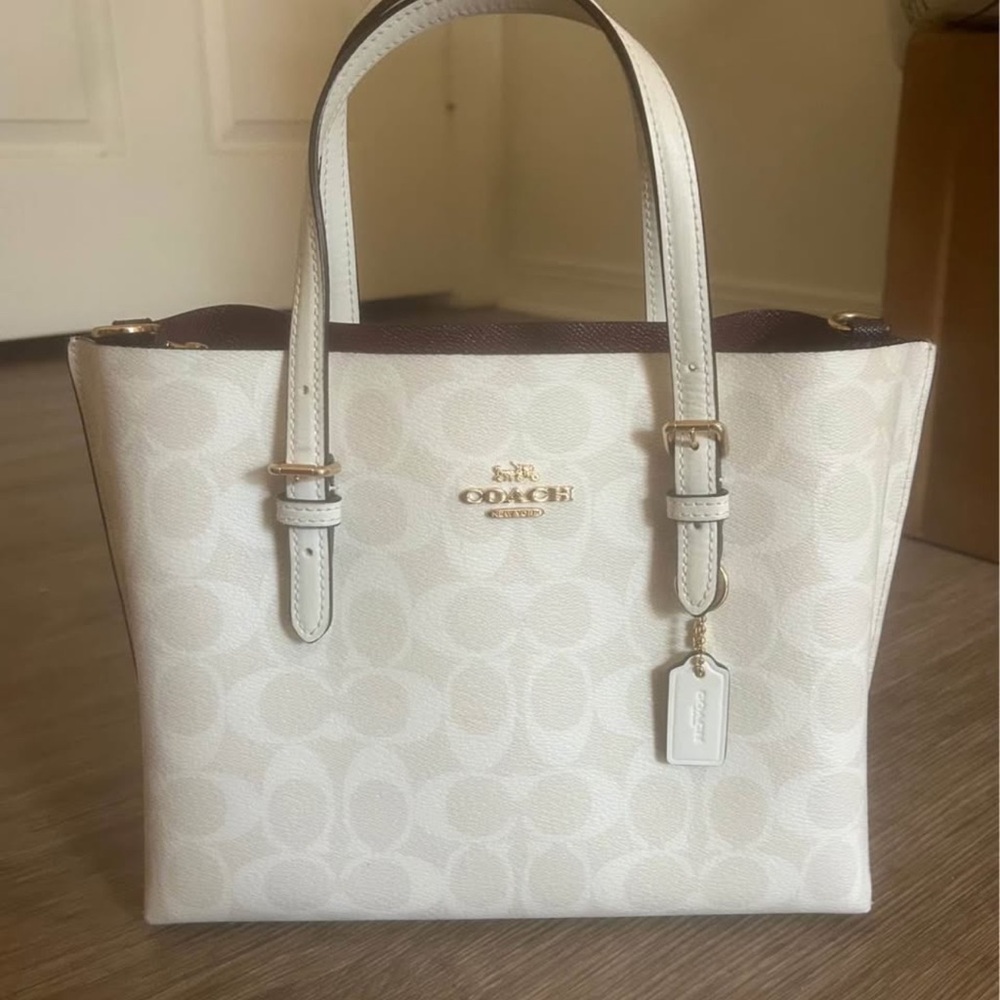 Coach Mollie Tote Bag 25 in Signature Canvas White